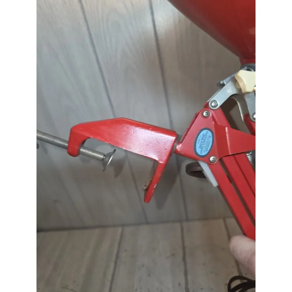 Vintage Articulating Desk Lamp Red Draftsman Architect Clamp On Spring Arm Works